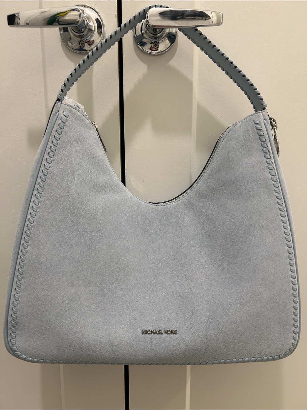 Michael Kors (NWT) Nayla Suede Hobo Shoulder Bag in Pale Ocean